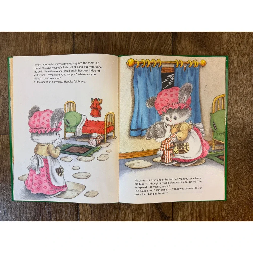 Honey Bear Hoppitys First Thunderstorm Kids OS Green Good Vintage Hardcover 1985